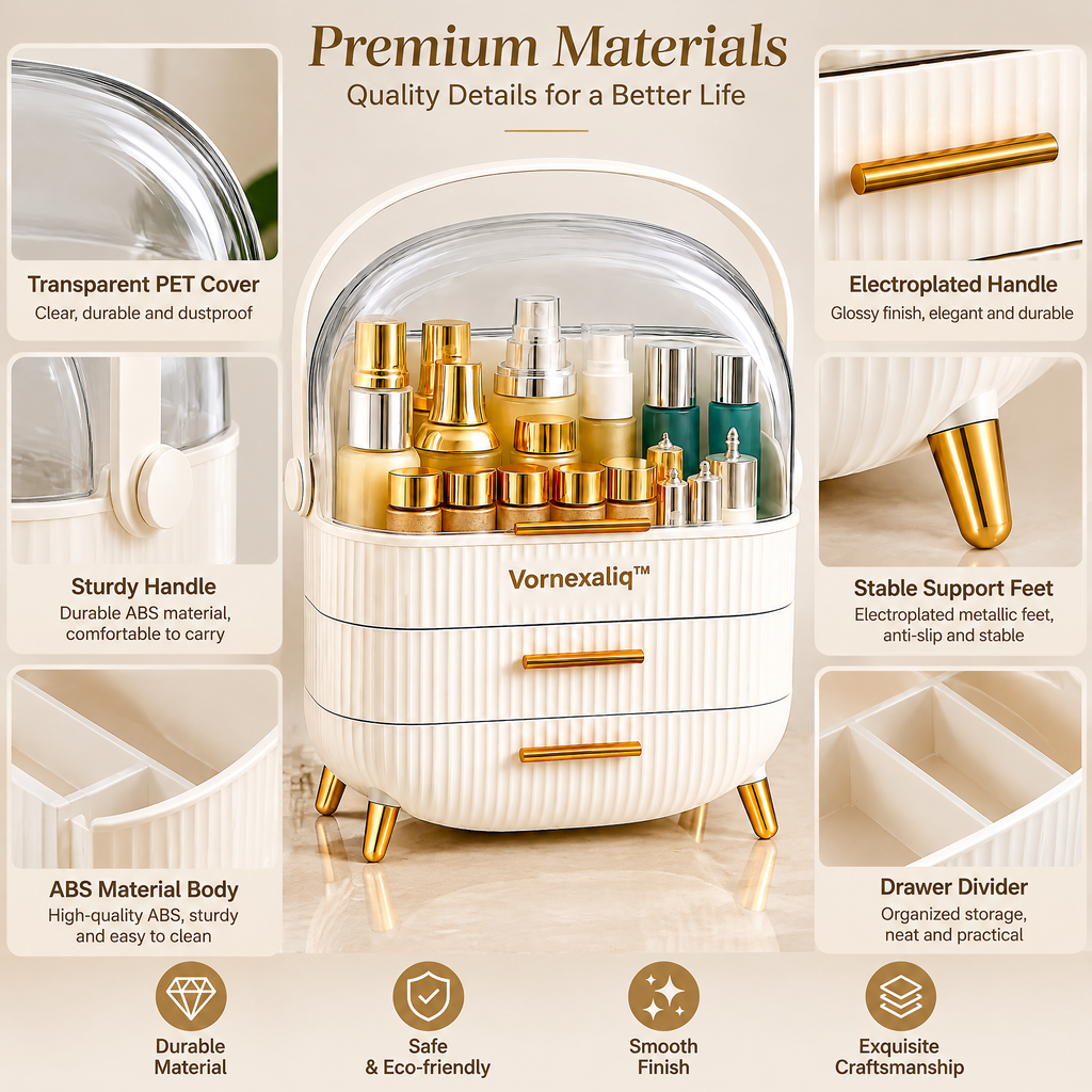 Monavixa™ Elegant Beauty Storage Organizer — Stylish Makeup & Skincare Organization
