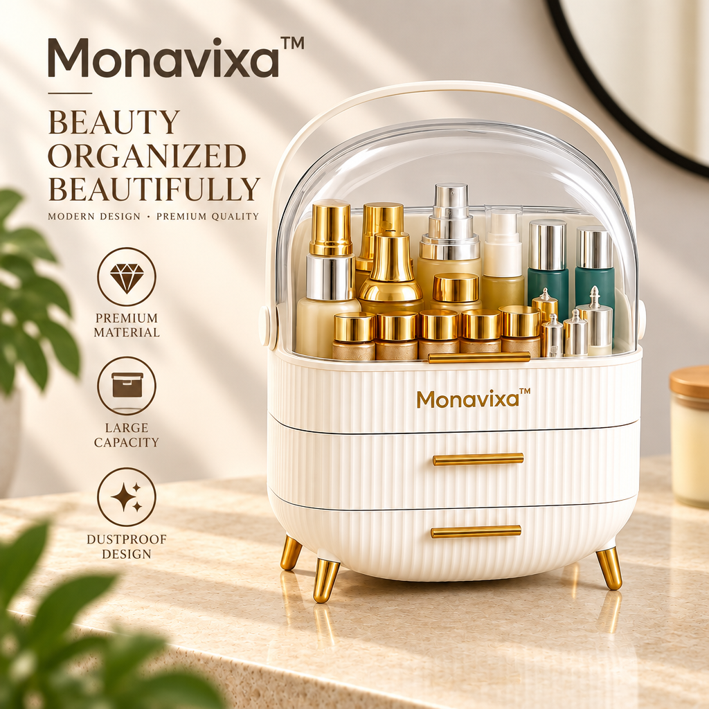 Monavixa™ Elegant Beauty Storage Organizer — Stylish Makeup & Skincare Organization